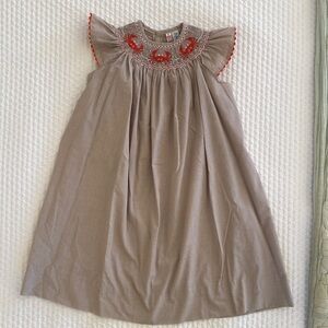 Orient Expressed Girls’ Smocked Bishop Dress with Crab Embroidery, Size 4